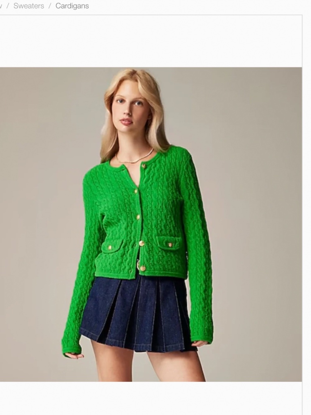 J Crew Odettel Lady Jacket in Cotton Boucle in Kelly Green